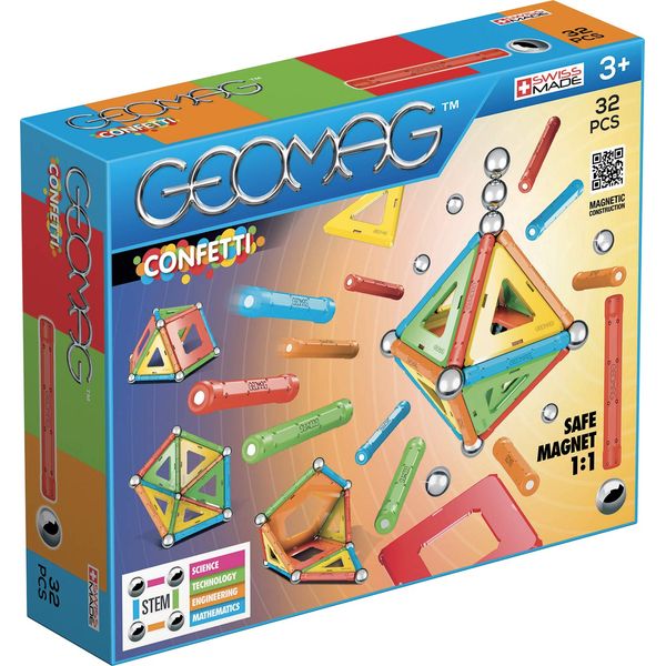 Geomag Confetti Magnetic Buildings and Educational Games with 32 Pieces