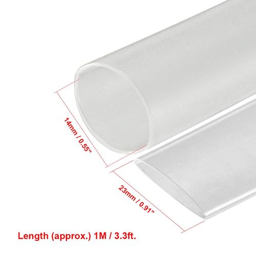 sourcing map Heat Shrink Tubing, 23mm Flat Width 2:1 Heat Shrink Tube Wire Wrap Cable Sleeve 1m Clear