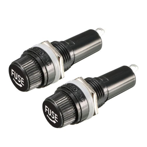 uxcell 2pcs AC 10A 250V 6mm x 30mm Black Panel Mounted Screw Cap Fuse Holder