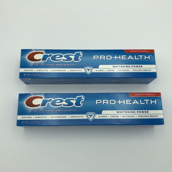 LOT OF 2 Crest Pro-Health Whitening Fluoride Toothpaste Gel 6.3 oz. exp 7/20