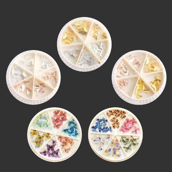 [Shinsegae Mall] Nail Art Lovely Butterfly Parts Set 5 Types Gold Silver etc. (W902EF9)