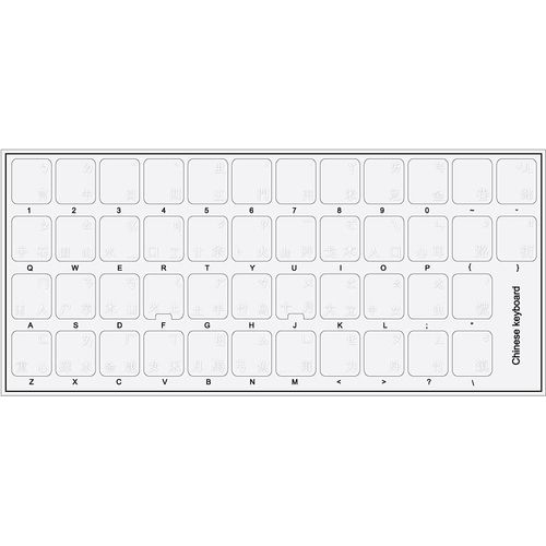 Chinese Keyboard Stickers Transparent Background with White Lettering