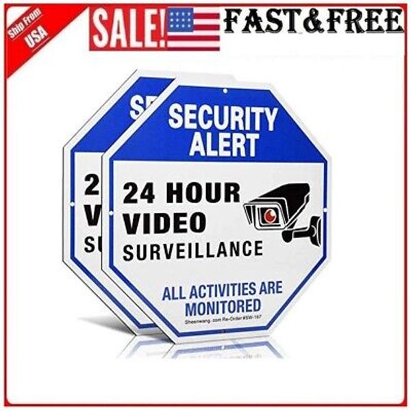 2-Pack Security Camera Sign, Video Surveillance Signs Outdoor Aluminum 10''X10''