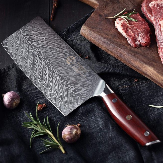 7 Damascus Cleaver Knife