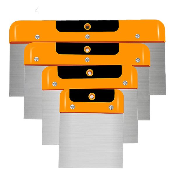 Wallpaper Scraper, 4 Pcs Stainless Steel Paint Scraper Filling Putty Knife Set for Walls (4，6，8，10Inches)