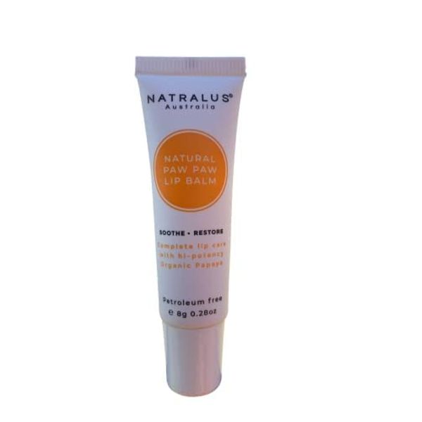 Natralus Natural Paw Paw Lip Balm, Protection and Moisture for Lips, Rich and Buttery Formula, Natural Ingredients, Organic Papaya, 8g