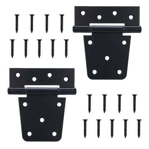 DURIGID 3-1/2 Inch Gate Hinges Heavy Duty Wood Fence, Offset Screw Holes, Matte Black Powder Coating Heavy Duty Hinges for Wood, Pack of 2
