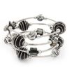 Avalaya Silver-Tone Beaded Multistrand Flex Bracelet (Black)