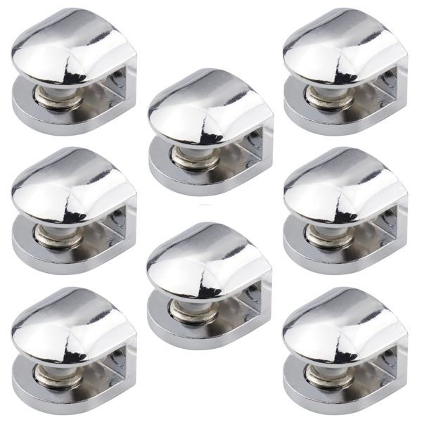 YunBey 8 Pcs Glass Shelf Brackets Adjustable Glass Clamps, Zinc Alloy Glass Clamp Wall Mounted Metal Glass Shelves Supports for 6-8 MM Thick Glass