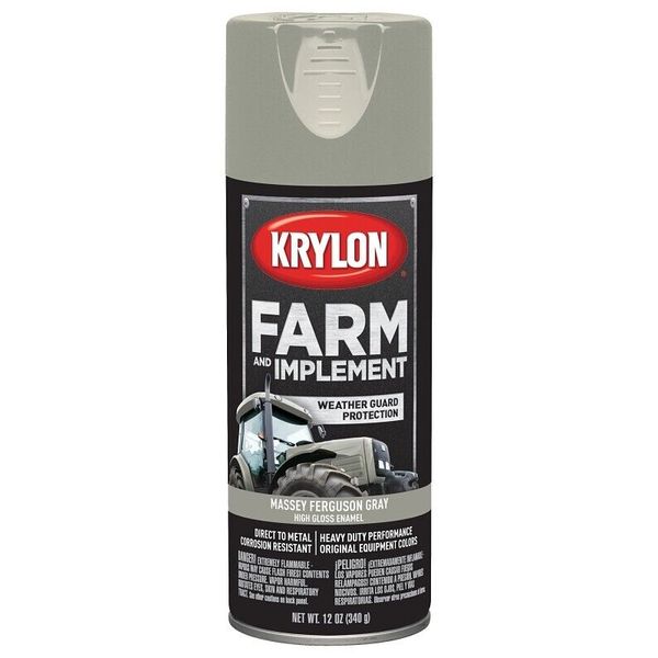 CASE OF (6) KRYLON KO1938008  GLOSS MASSEY FERGUSON GRAY EQUIPMENT SPRAY PAINT