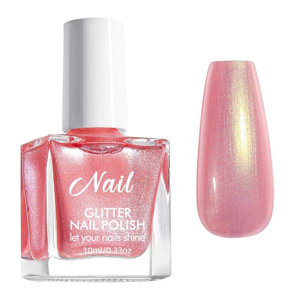 pink nail polish - pink pearl nail varnish - Mermaid Shell pearlescent nail polish - Water Based breathable nail polish quick dry - french manicure nail polish for DIY Nail Art at Home Salon