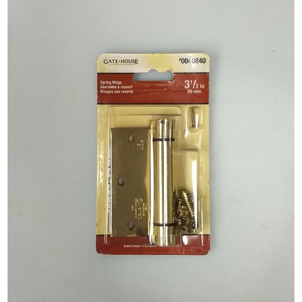 Gate House 3.5 in Brass Finish Spring Hinge Square Cornered 3-1/2 in