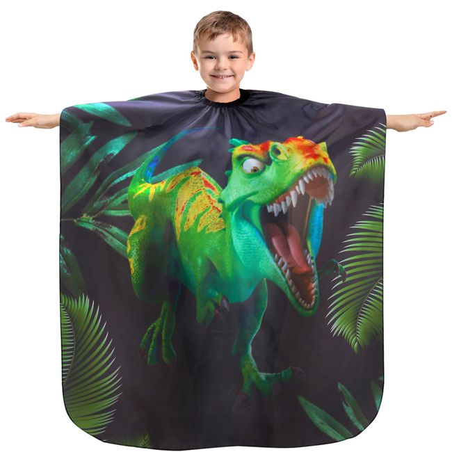 Aethland Kids Haircut Cape, Hair Cutting Cape for Kids - Professional Barber Cape Salon Cape Cloak Apron for Hair Stylist Hair Cutting (Green Dinosaur)