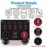 5 Gang Red LED Light ON-OFF Toggle Switch Control Panel For Car Boat Marine RV
