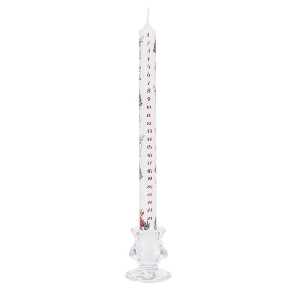 Alison Gardiner Winter Wildlife Dinner Candle - Handcrafted Christmas Advent Candle for Holiday Centerpiece - Unscented Wax Countdown Candle with 15.5" Tall & 12 Hours Burn Time - Made in England