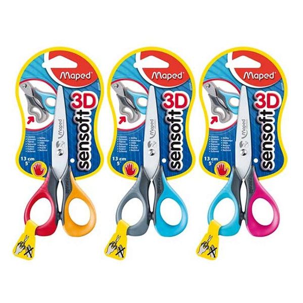 1 x Orange & Red Maped Sensoft 3D 13cm Left Handed Scissors