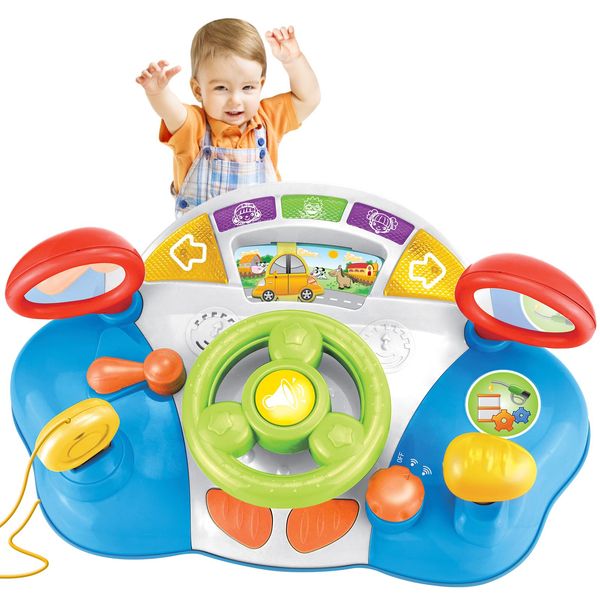 Qutumill Toddler Steering Wheel Toy Baby Musical Toy for Toddler 1-3 Years Old, Boy & Girls Toddler Learning Educational Steering Wheel Toy with Light and Sound for Preschool Kids