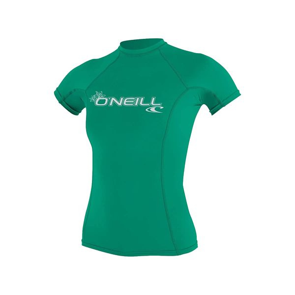 O'Neill Women's Basic Skins UPF 50+ Short Sleeve Rash Guard, Seaglass, S