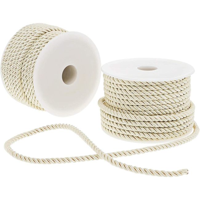 Rayon Nylon Twisted Cord Trim Rope (36 Yards, Cream, 2 Pack)