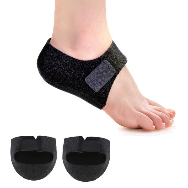 [Amazon限定ブランド] かかとサポーター かかと保護カバー 中敷き かかとクッション かかとの衝撃吸収 かかとパット テーピング サポーター踵サポート 足首保護 かかとパット 立ち仕事 男女兼用 2枚入り (L (25.5-29cm), Black)
