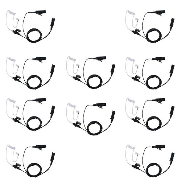 Klykon Covert Acoustic Tube Two Wire Earpiece Headset Mic PTT for Motorola Radio XPR3500 XPR3000 XPR3300 XPR3300e XPR3500e walkie Talkie 10 Pack