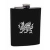 Lucy G BLACK WELSH DRAGON HF237 PERSONALISED ENGRAVED 6OZ HIP FLASK
