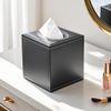 KINGFOM Leather Cube Square Tissue Box Cover Holder (Black)
