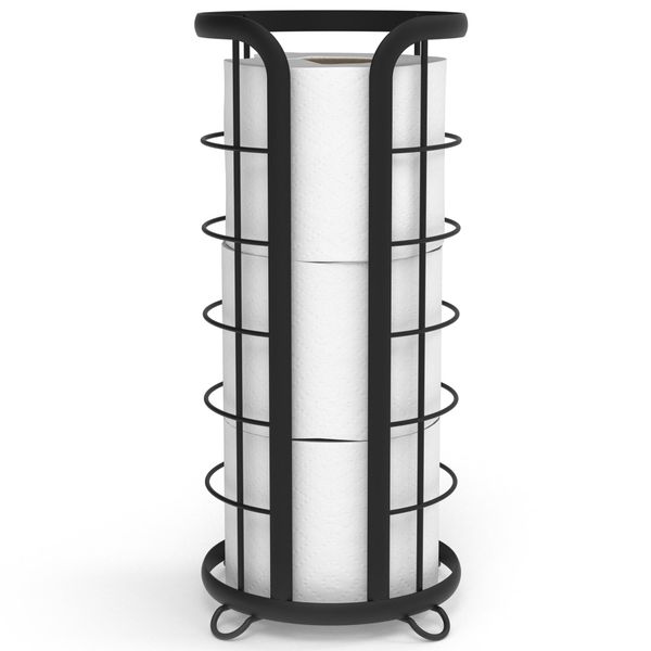 BROOKSTONE, Trending Black Toilet Paper Holder, Freestanding Bathroom Tissue Organizer, Minimalistic Storage Solution, Modern & Stylish Design [Holds MEGA Rolls]