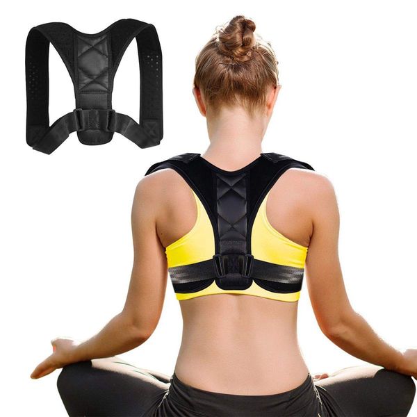 Nanet posture corrector, back brace slouching corrector, back straightener for men and women (Black, Medium)