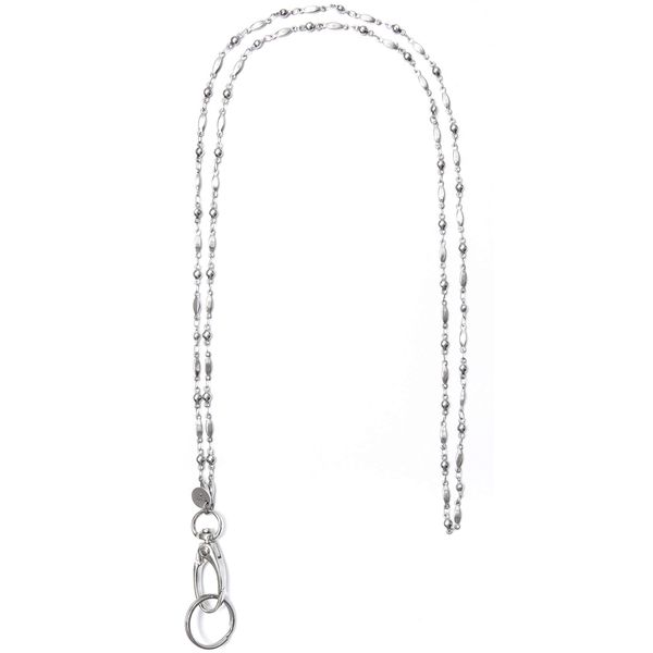 Hidden Hollow Beads Stainless Steel Chain Women's Lanyard, Stronger, Made in USA Teacher ID Badge Card Holder Keys - Stainless Steel - Non Breakaway