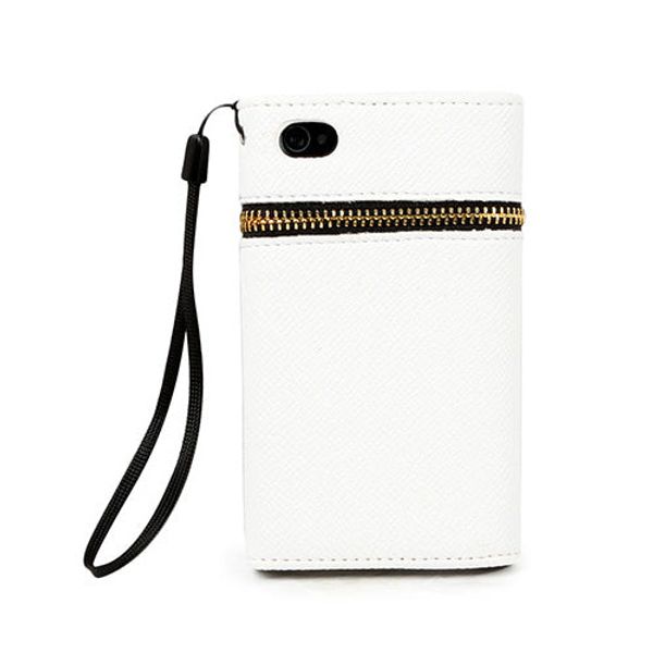 iPhone 4 Clutch Case Unique ZIPPER PU Leather Wallet Flip Hard Case Cover Card Holder For iPhone 4 4s - White