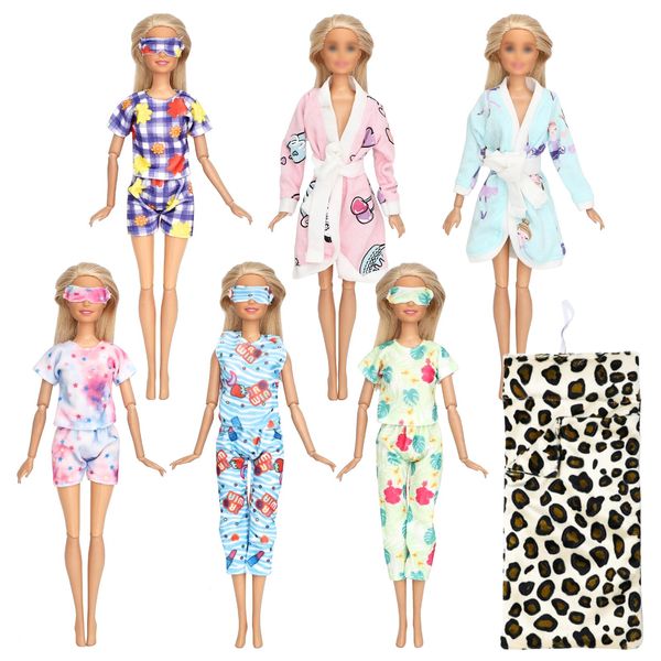 SOTOGO 11 Pieces Doll Clothes and Accessories for 11.5 Inch Girl Doll Good Sleeping Playset Include 6 Sets Handmade Doll Pajamas Suit, Sleeping Bag and 4 Pieces Doll Eye Masks