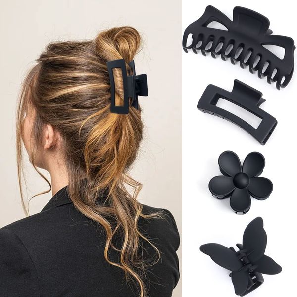 shengo 4PCS große Haarspange Krallenclips, Haarspangen für Damen, rutschfeste Haarspangen für Dickes Haar, dünnes Haar, Matte Haarspangen, starker Halt, Haarstyling-Accessoires für Frauen, Mädchen