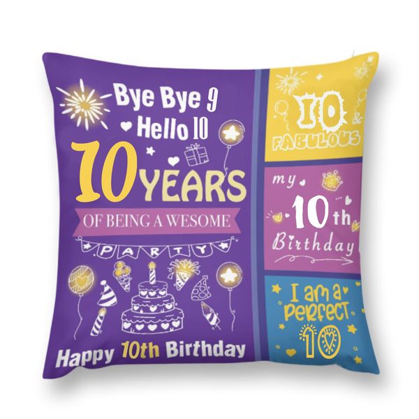 10th Birthday Gifts for Girls Cushion Covers, 10 Year Old Girl Birthday Presents Decorations Throw Pillow Cover, 18x18 Inch Double-Sided Happy Birthday Gifts Ideas for Daughter, Granddaughter