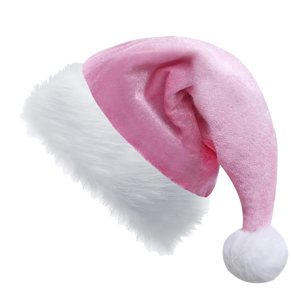 2pcs Pink Santa Hat Sparkly Xmas Hats for Adult,Thickened Classic Father Christmas Hat Santa Costume,Sequin Xmas Hat Plush Luxury Santa Claus Hat,Xmas Party Hat Cap for Man Women Xmas Holiday New Year