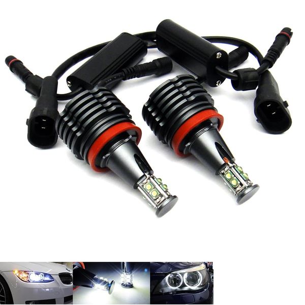 RZG 2x White LED Angel Eye Headlight Halo Ring Light DRL H8 Bulb 80W For E90 E92 E82 E60 E70 E71 E84