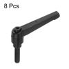 sourcing map 8pcs Adjustable Clamping Lever Handles M8 x 20mm Male Thread Bolt Knobs Rotating Screw Locking Quick Release Ratchet Push Button Handle, Black