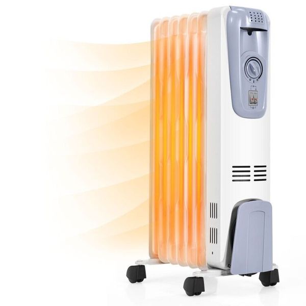 1500W Electric Oil Filled Radiator Space Heater 7-Fin Thermostat Room Radiant