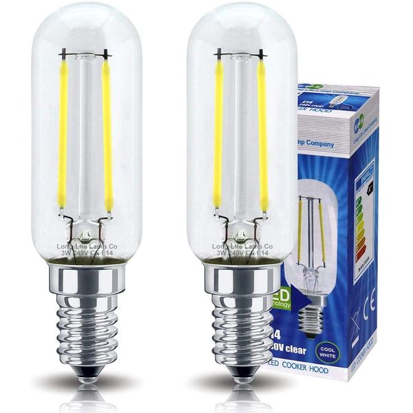 Long Life Lamp Company 2 Pack LED Cooker Hood Bulb 3w = 40w Brightness Energy Saving SES E14 Small Screw