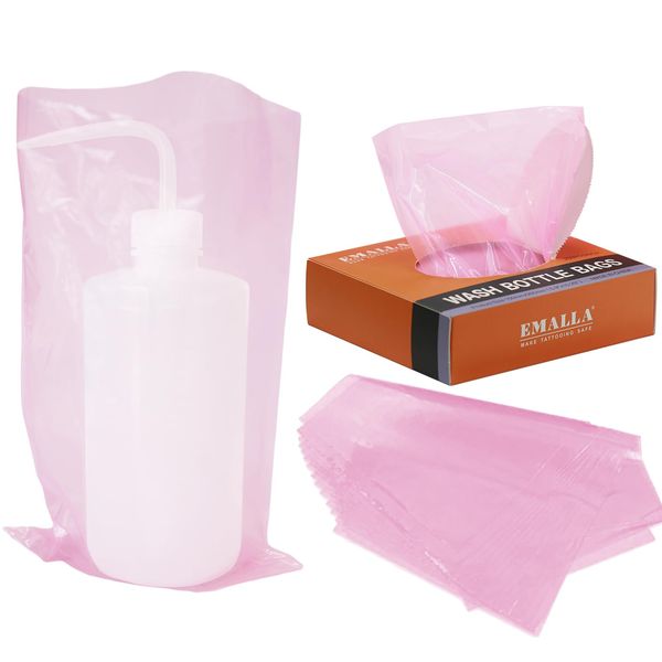 Tattoo Wash Bottle Bags 250pcs - Usiriy Tattoo Bottle Covers Bags Pink Squeeze Bottle Bags Bottle Sleeves for Tattoo Bottles Pink Tattoo Supplies Accessories Tattoo Kits