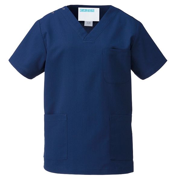 Kazen KAZEN 133 [Scrub] Unisex Surgical Gown/Option Clothes, Short Sleeve SS-4L Exam Clothes, 98: Navy