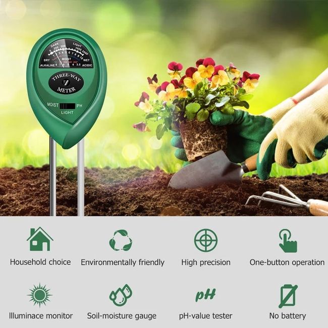  Plant Moisture Meter, 3 in 1 Soil Moisture Light pH