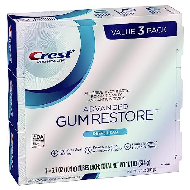 Crest Pro-Health Advanced Gum Restore Toothpaste, Deep Clean 3.7 Oz (Pack of 3)