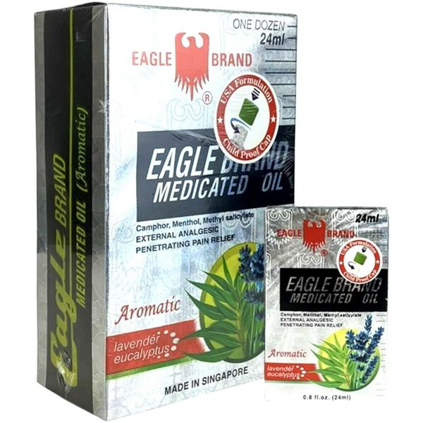 12 Pack- Eagle Brand Medicated Oil 24 ml (Aromatic-Lavender Eucalyptus) Exp:2026