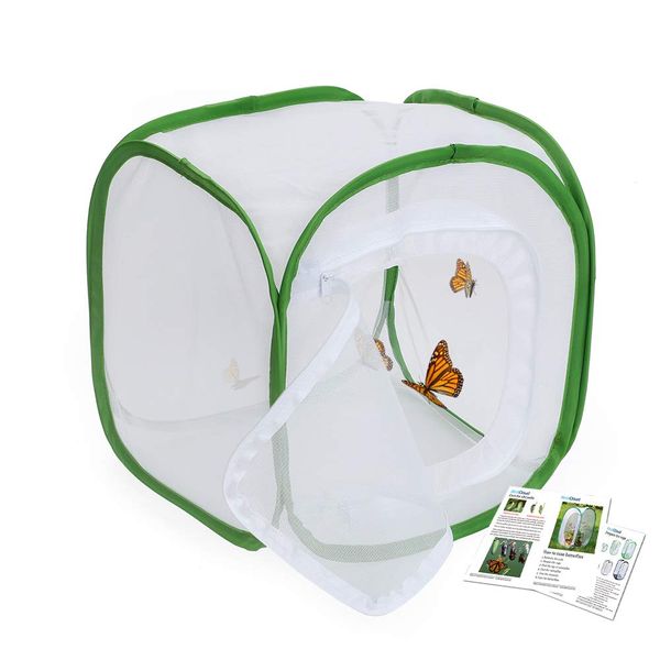 RESTCLOUD Insect and Butterfly Habitat Cage Terrarium Pop-up 12 X 12 X 12 Inches with Zipper Protection