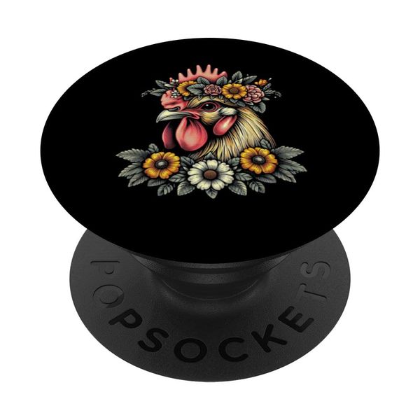 Chicken Flower Crown Floral PopSockets Adhesive PopGrip