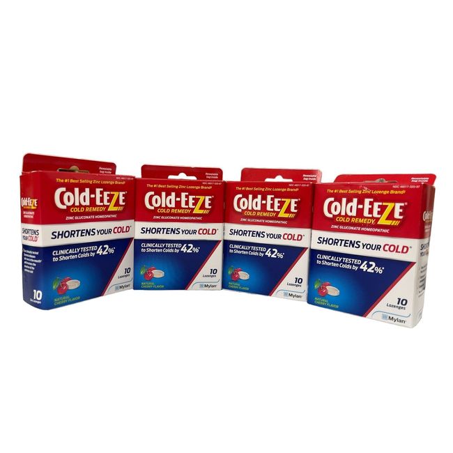 4 Pack (10 count each) Cold -Eeze Cherry Flavored Lozenges Homeopathic Remedy