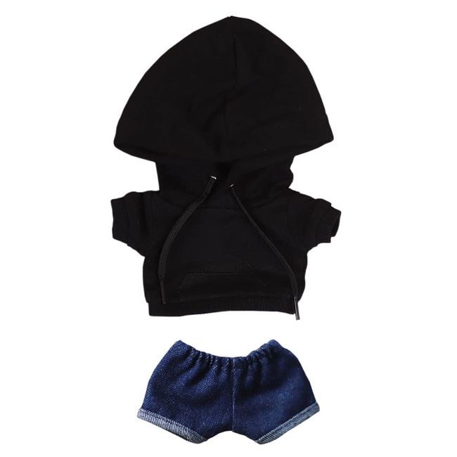 niannyyhouse 5.9 inches (15 cm) Plush Clothes Pocket Hoodie Jeans Cotton Doll Clothes Dress (black)