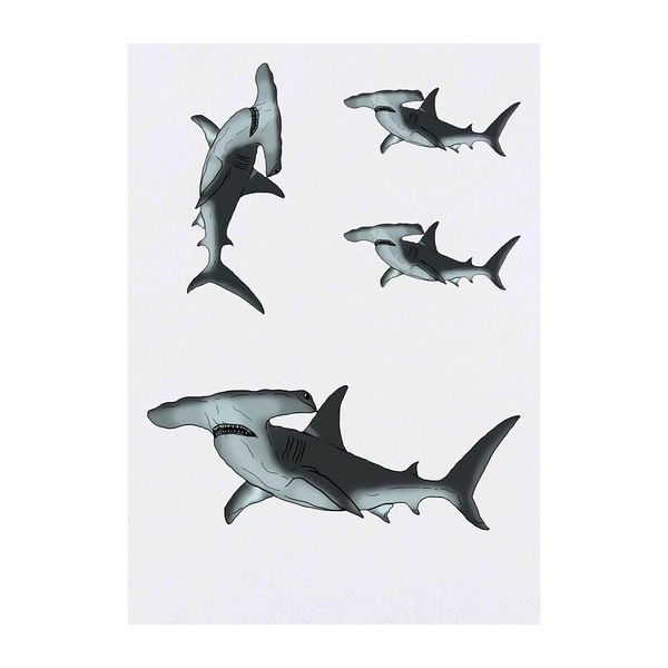 Azeeda 4 x 'Hammerhead Shark' Temporary Tattoos (TO00041827)