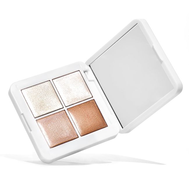 RMS Beauty Living Luminizer Glow Quad - Highlighter Glow Makeup, Powder Highlighter Makeup, Body & Face Highlighter, Cream Highlighter Dewy Makeup